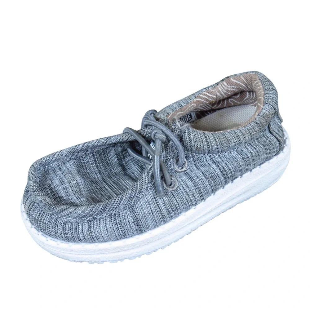 Hey Dude Wally Toddler Boy Shoe Size 6 Casual Loafer Stone Grey Linen 40160-270